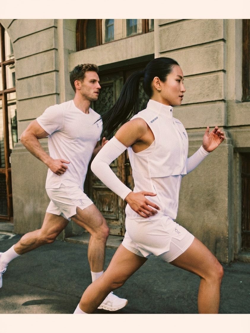 Two runners in white running gear